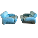 Pair of Postmodern Teal Lounge Chairs