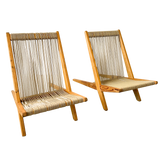 Pair of Wood Frame Rope Chairs