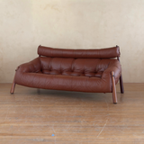 Tufted Cognac Leather MP-81 Sofa by Percival Lafer, 1970s.