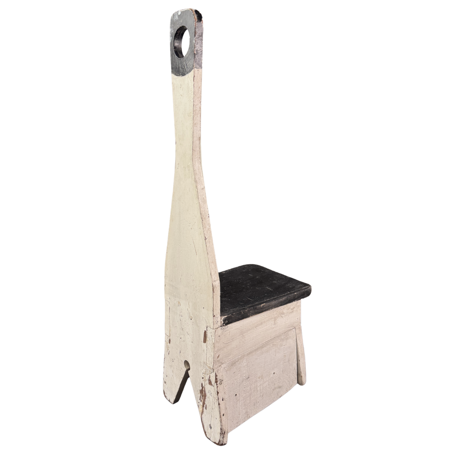 Miniature Black and White Rustic Work Stool