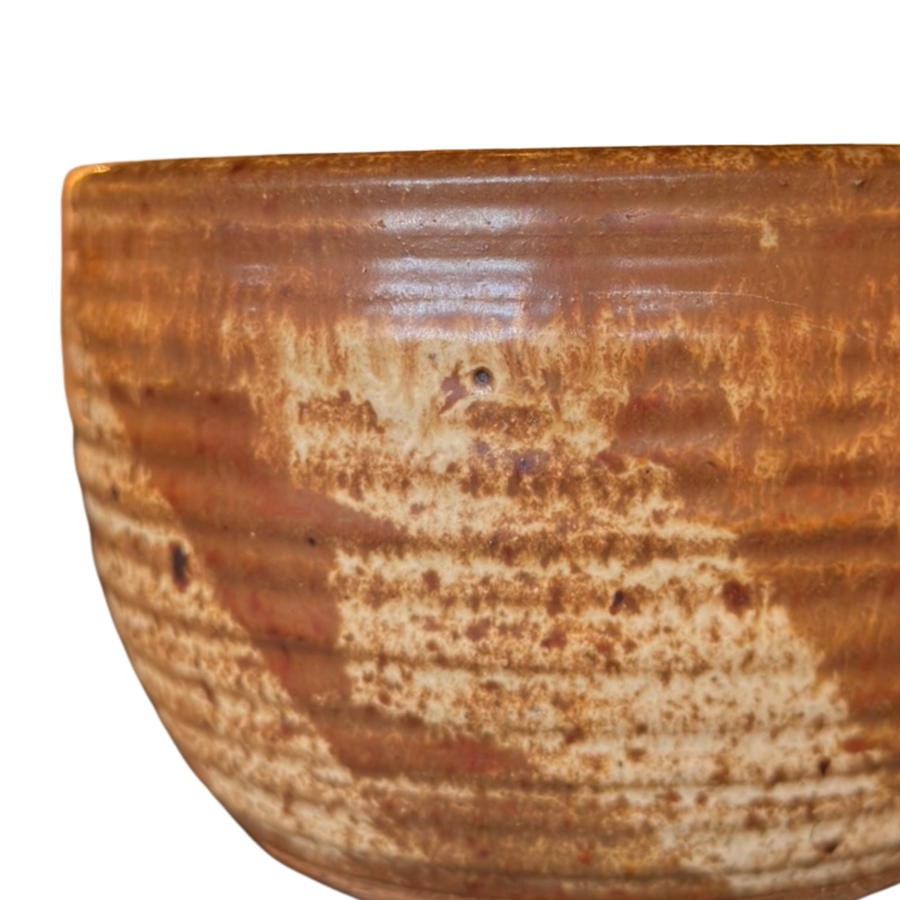 Mottled Caramel Glazed Studio Pottery Bowl