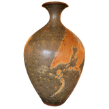 Russet Glazed Studio Ceramic Vase with Flared Neck