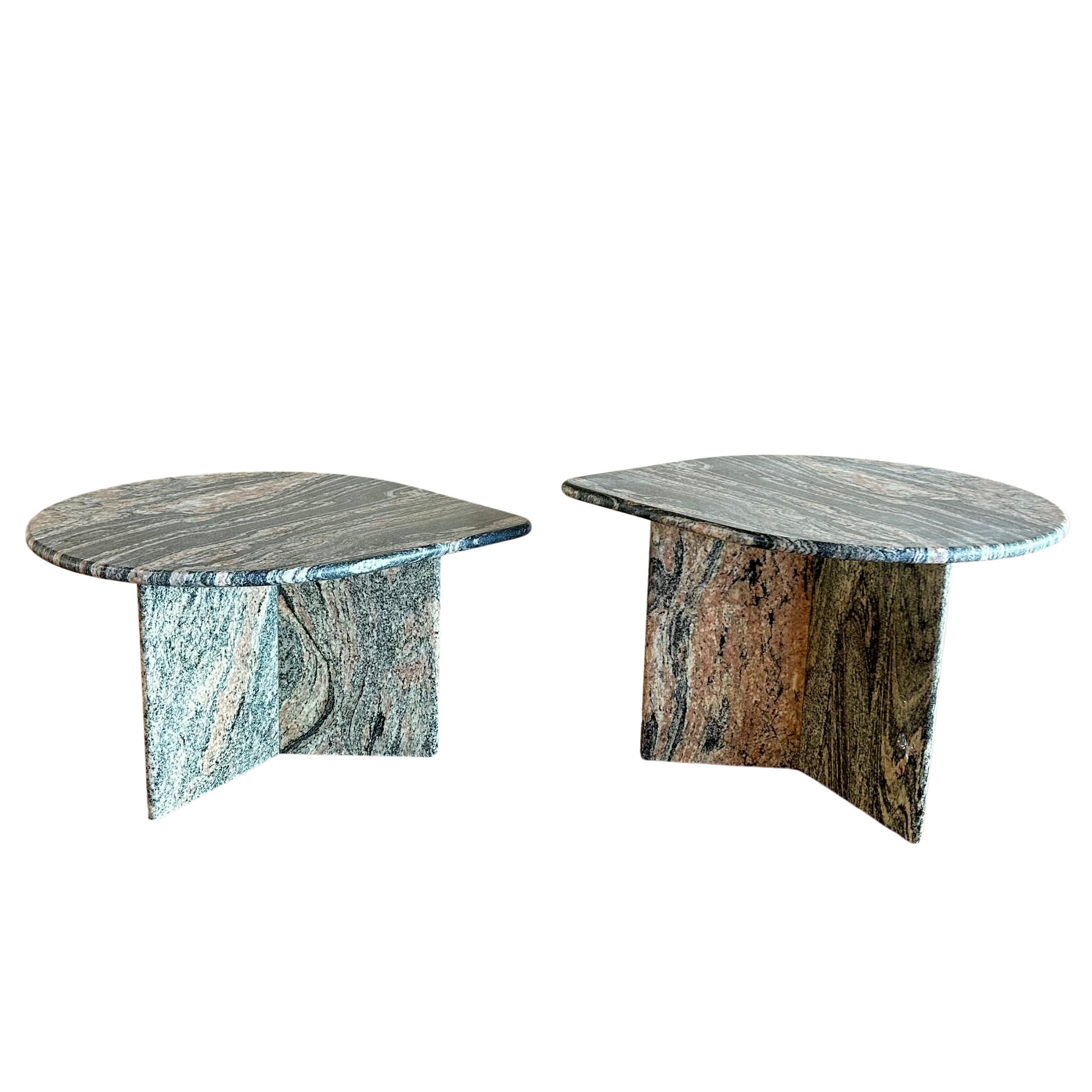 Vintage Pair of Pink and Charcoal Stone Coffee Tables