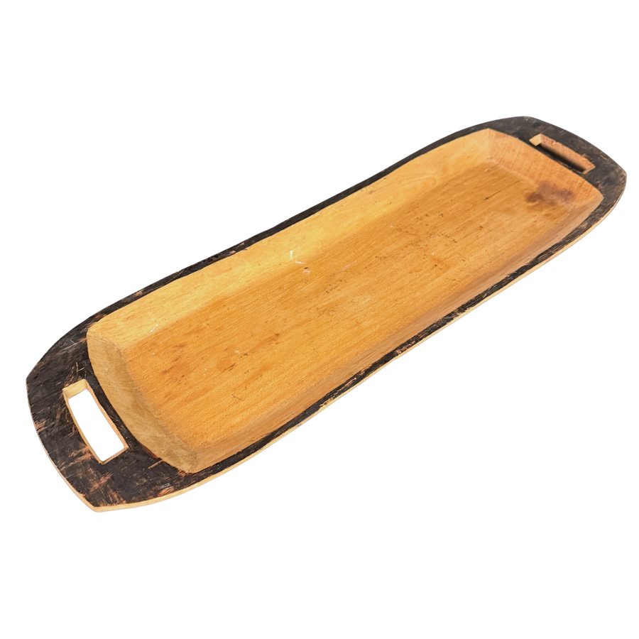 Painted Edge Carved Wood Tray