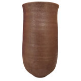 Tall Oxidized Clay Vase with Ochre Abstract Glaze