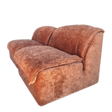 Pair of Italian Armless Lounge Chairs in Rosewood Velvet