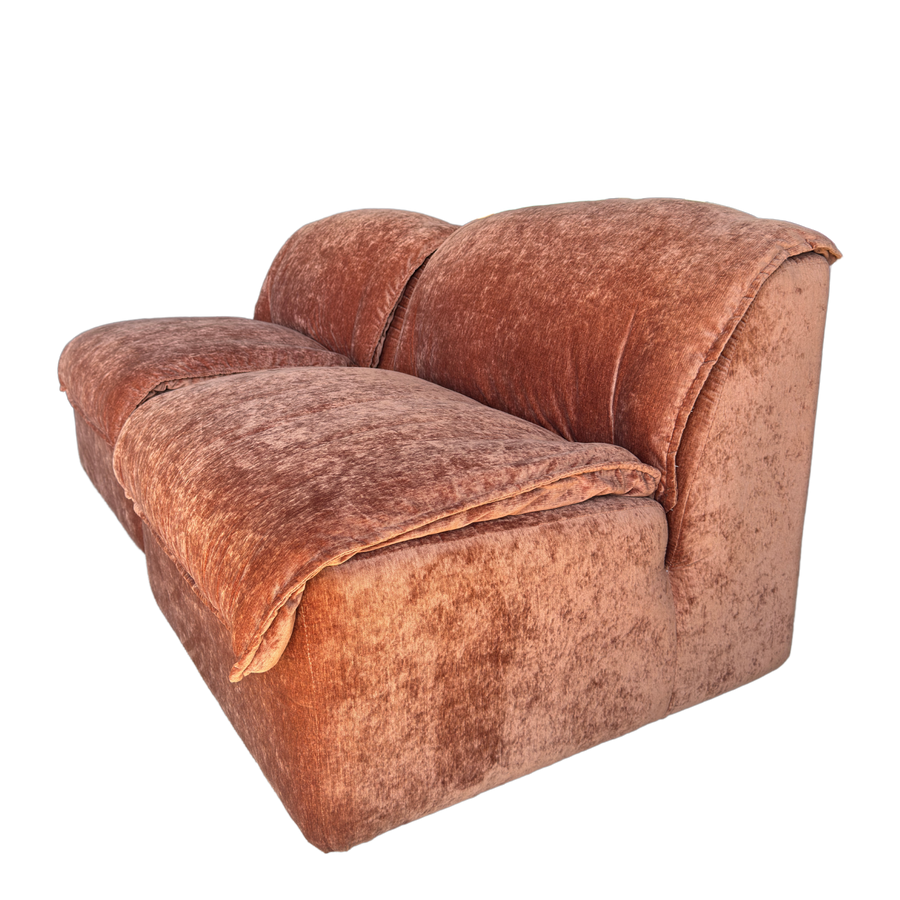 Pair of Italian Armless Lounge Chairs in Rosewood Velvet