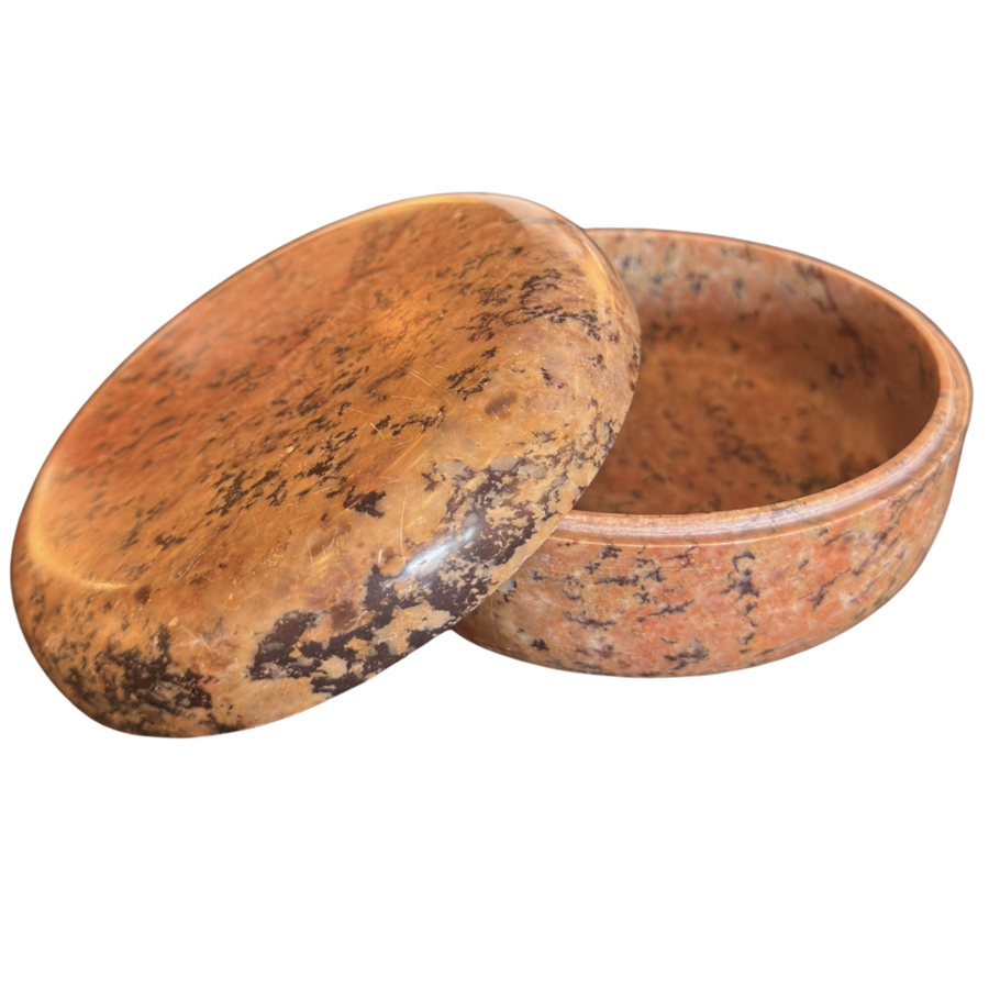 Rust and Charcoal Marble Lidded Stash Jar
