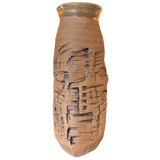 Tall Studio Ceramic Vase with Brutalist Motifs