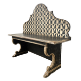 Painted Geometric Back Bench with Scroll Detail