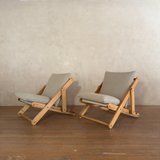 Pair of French Adjustable Wood Frame Lounge Chairs