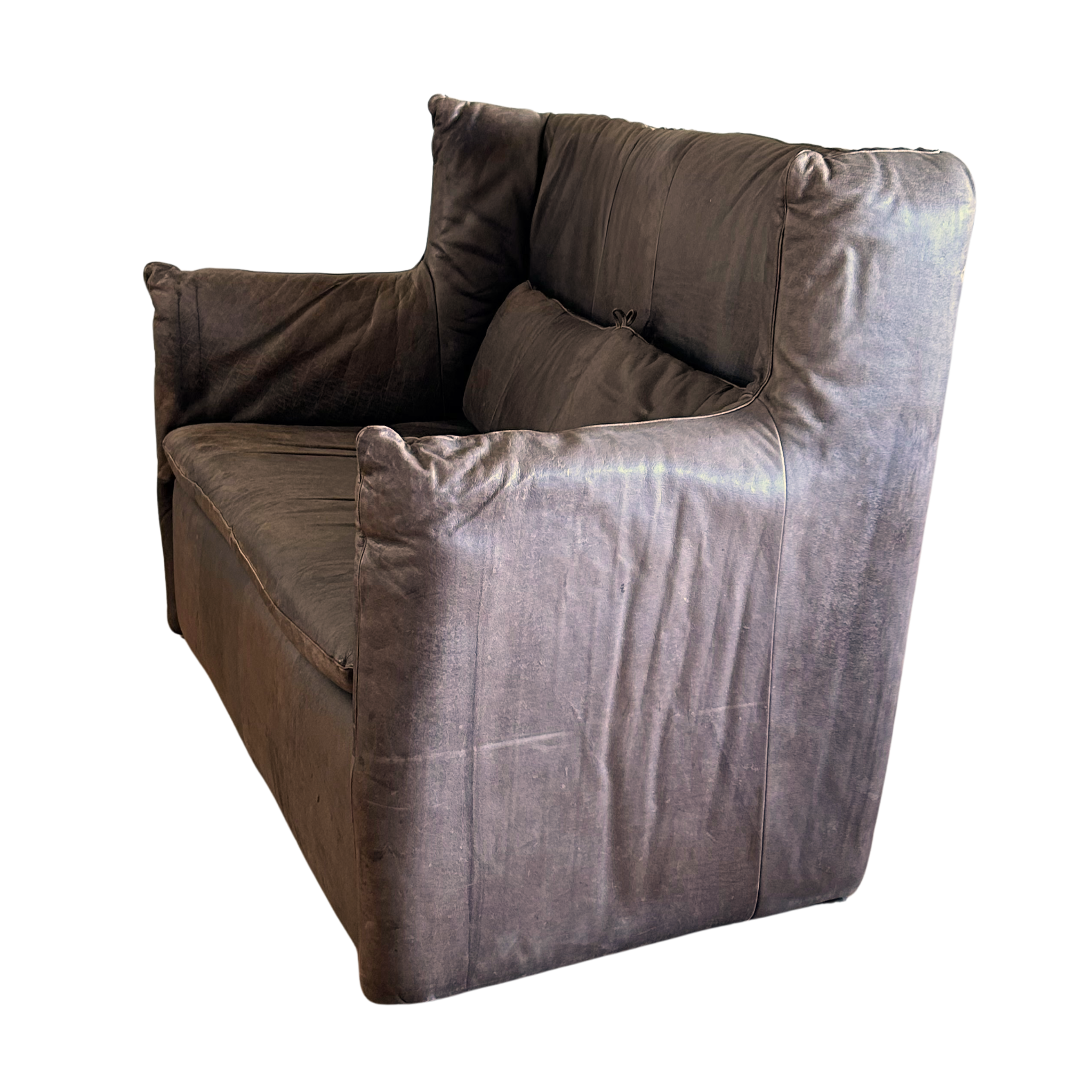 Vintage Chocolate Leather High Back De Sede Loveseat