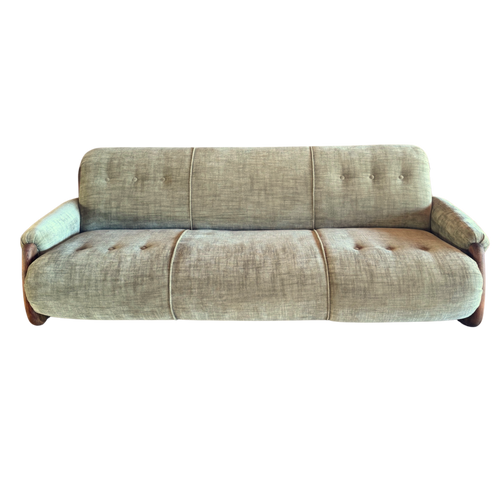 Vintage Sage Green Spanish Oak Framed Sofa, 1960s