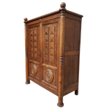 Hand Carved Oak Armoire by Charles Dudouyt, 1940s