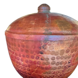 Medium Oxide Red Hammered Metal Lidded Jar