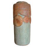 Seafoam and Terra Cotta Relief Studio Vase