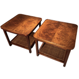 Pair of Walnut and Cane Tiered Side Tables by Jack Cartwright, 1960s