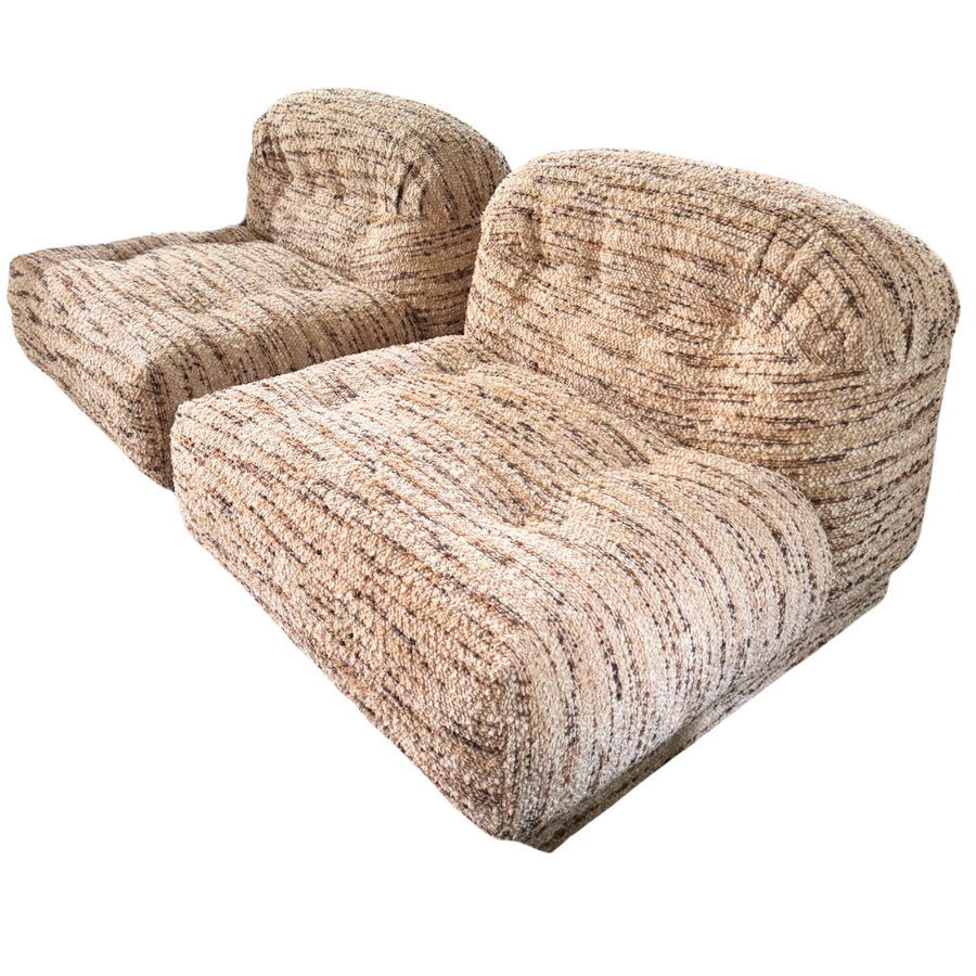 Pair of Textured Tufted Lounge Chairs, 1970s