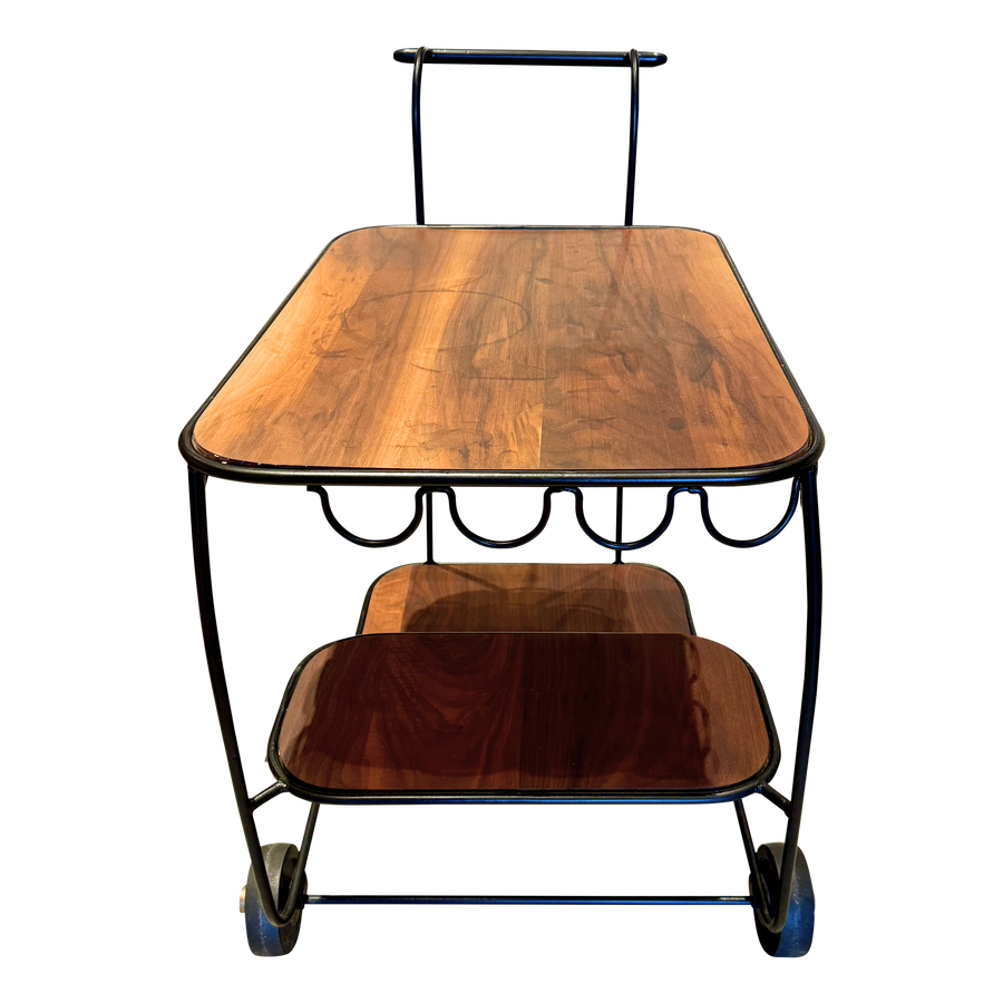 Mid Century Iron and Walnut Bar Cart