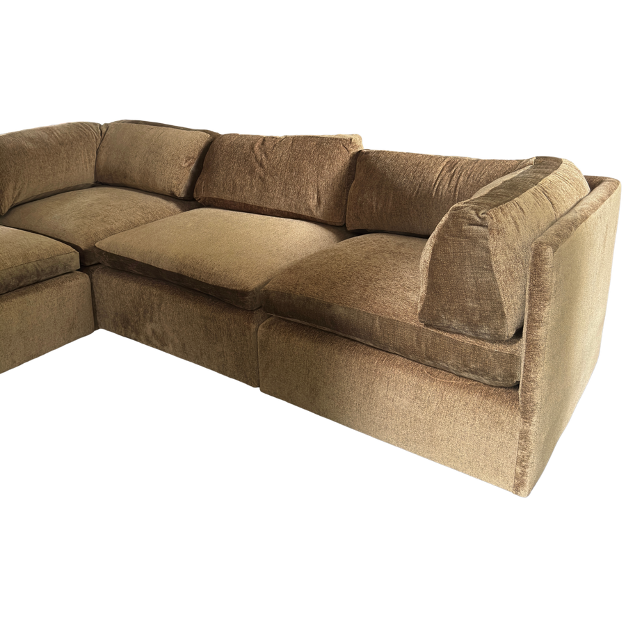 5 Piece Milo Baughman Sectional in Deep Ochre Chenille