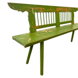 Rustic Apple Green Slat Back Bench