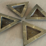 Vintage Triangular Brass Ashtrays with Geometric Detail, Set of 4