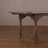 Large French Vintage Oak Turned Leg Dining Table