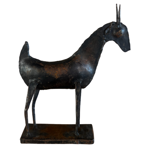 Brutalist Metal Goat Sculpture
