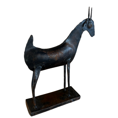 Brutalist Metal Goat Sculpture