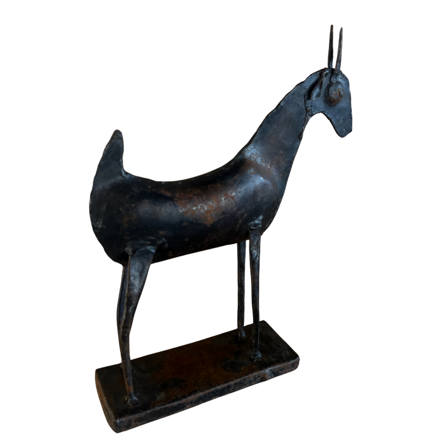 Brutalist Metal Goat Sculpture