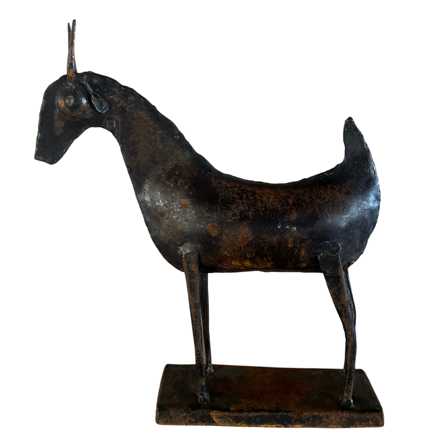 Brutalist Metal Goat Sculpture