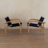 Pair of Blue Velvet '411' Safari Chairs by Ben af Schultén of Artek
