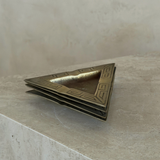 Vintage Triangular Brass Ashtrays with Geometric Detail, Set of 4