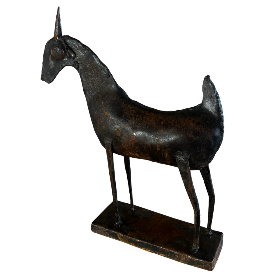 Brutalist Metal Goat Sculpture