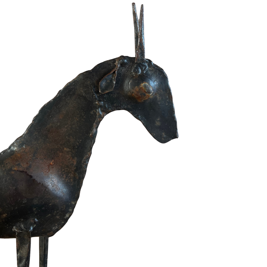 Brutalist Metal Goat Sculpture