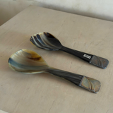 Italian Horn & Silverplate Salad Servers by Arca