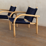 Pair of Blue Velvet '411' Safari Chairs by Ben af Schultén of Artek