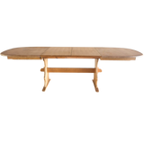 Vintage Swedish Oak Trestle Dining Table