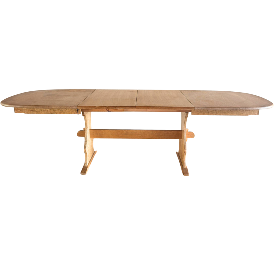Vintage Swedish Oak Trestle Dining Table