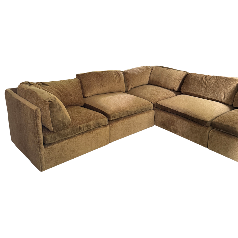 5 Piece Milo Baughman Sectional in Deep Ochre Chenille