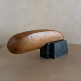 Abstract Teak and Black Marble Sculpture
