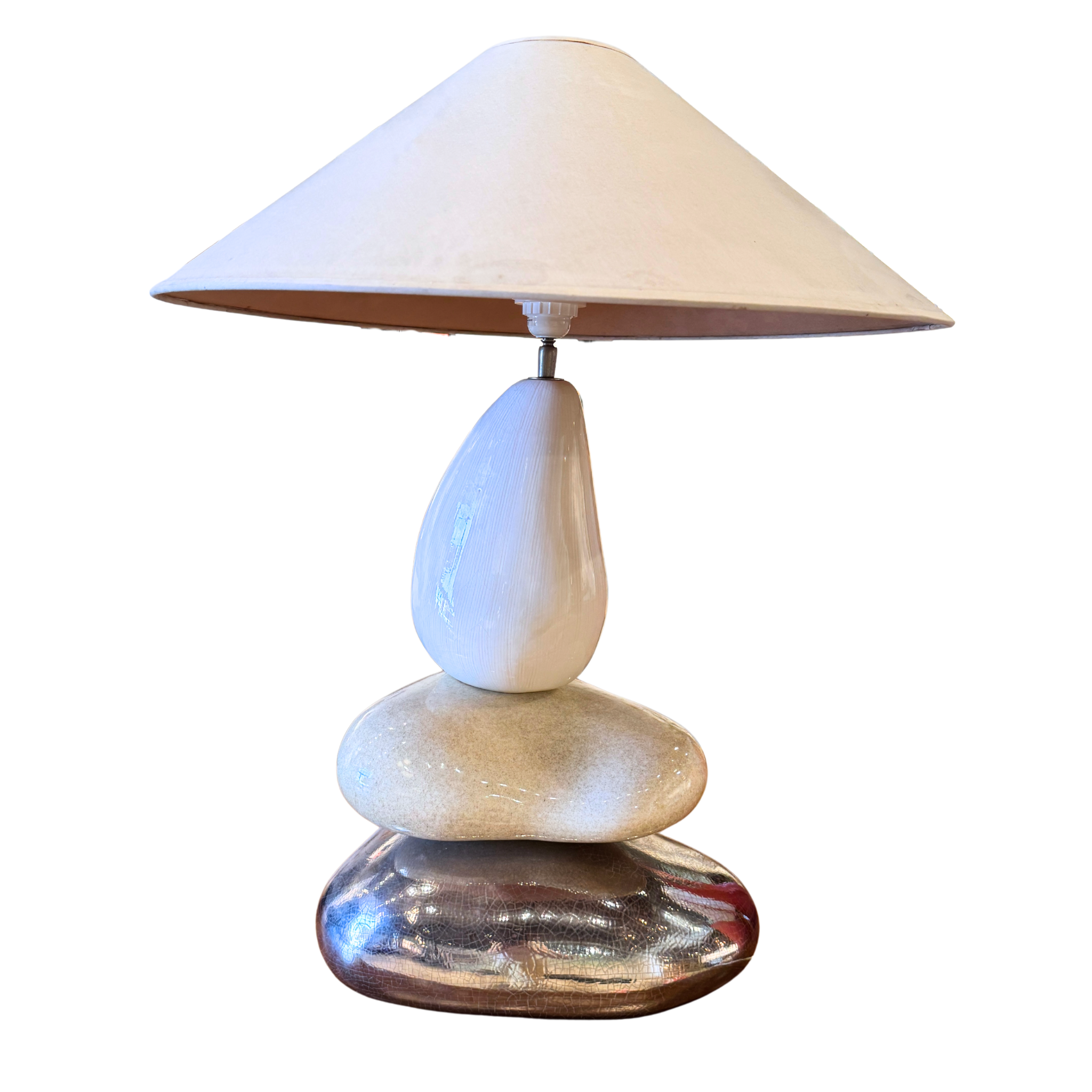 Vintage Multi Texture Pebble Table Lamp by Francois Chatain