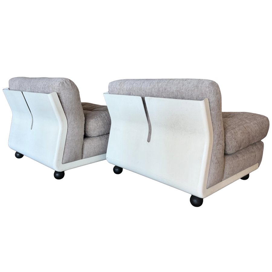Pair of Cream and Taupe B&B Amanta Lounge Chairs