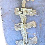 Brutalist Periwinkle and Cream Ceramic Wall Hanging