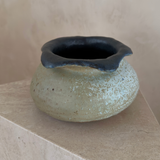 Rustic Studio Pottery Vessel With Scalloped Trim