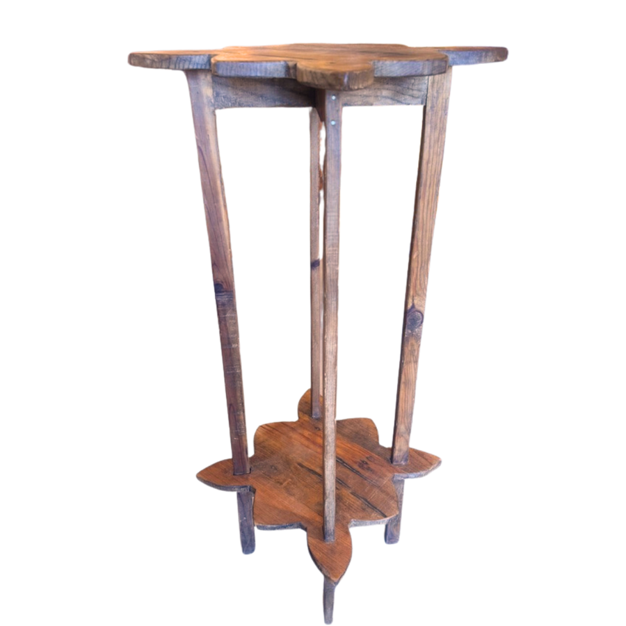 Aged Oak Clover Pedestal Table