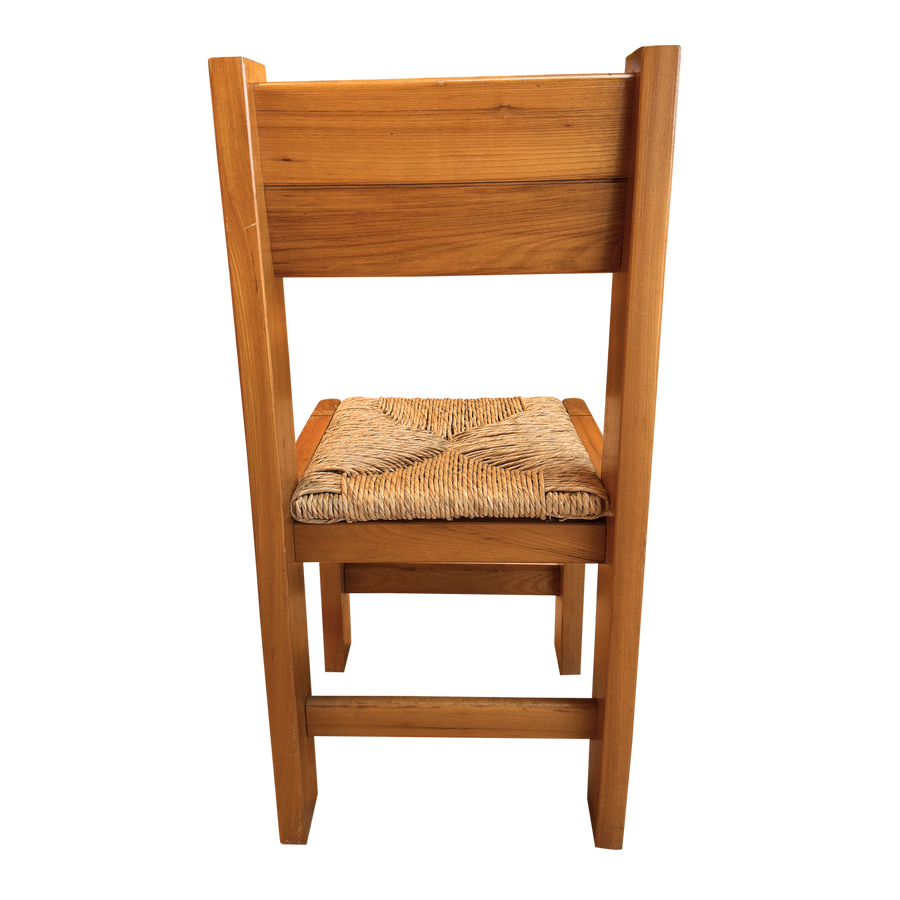 Set of 10 Rush Seat Oak Frame Dining Chairs