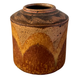 Studio Pottery Vessel with Wave Pattern Glaze