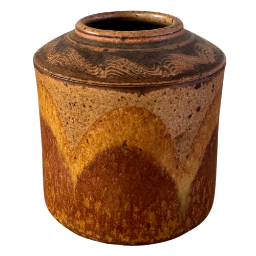 Studio Pottery Vessel with Wave Pattern Glaze