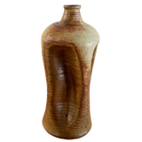 Cream and Brown Glazed Studio Ceramic Vessel